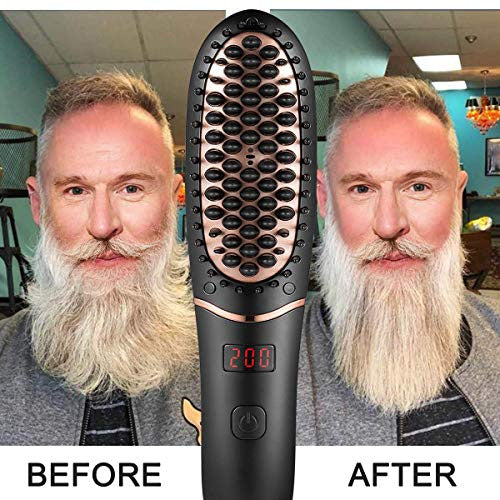 Brosse à lisser les cheveux, lisseur à barbe pour hommes, brosse à lisser anti-brûlure avec chauffage rapide, peigne à brosse portable pour la maison ou les voyages