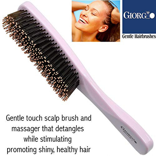 Giorgio GIO1P Gentle Dresser Size Detangle Brush - Wet Hair Brush & Hair Massager for Hair Growth - Pro Detangling Brush for Sensitive Scalps - Anti Static Ionic Hair Brush (7.75", Pink)