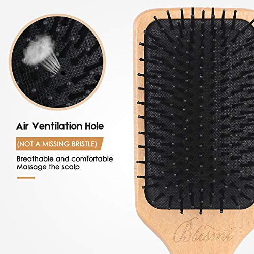 Brosse à cheveux - Brosse à cheveux pour femmes/hommes, cheveux épais, longs, bouclés, secs, mouillés ou abîmés, brosse à manche en bois naturel pour ajouter de la brillance et améliorer la texture des cheveux