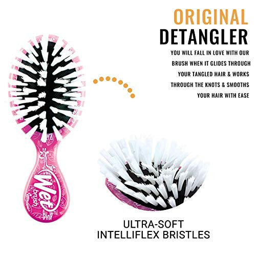 Wet Brush Hair Brush Original Detangler Baby Giraffe Print with Ultrasoft IntelliFlex Bristles, (Pink)