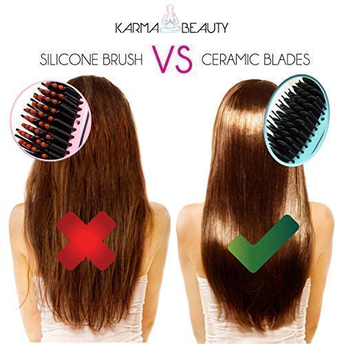 直发梳 | 防烫直发热刷 | 离子陶瓷技术 | 液晶屏 | 自动关机 | Karma Beauty |（粉色）