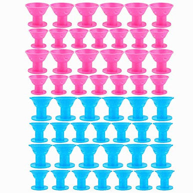 TANG SONG 40 pièces bigoudis rouleaux soins des cheveux rouleau silicone sans pince cheveux style rouleaux doux magique bricolage friser outils de coiffure accessoires pour cheveux (rose et bleu)