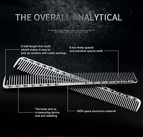 SMITH CHU Professiona Silver Space Aluminum Master Barber Combs for Hairdressing - New Salon Hair Styling Cutting Metal Comb