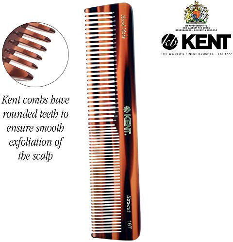 Peigne de coiffeuse Kent 16T à double dents, peigne de coiffure à dents fines et larges pour cheveux, barbe et moustache, peigne de toilettage pour cheveux grossiers et fins pour hommes, femmes et enfants. Fait en angleterre