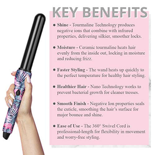 Foxy Bae Hot Tropic 32mm Curling Wand Instant Heat Curling Iron Professional Hair Curler for Women Features 360 Degree Swivel Cord Daily Use Hair Styling Tool for All