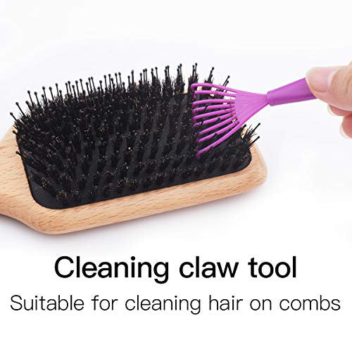 GENPAI Boar Bristle Hair Brush Square Air Cushion Massage Comb with Nylon Pins Bamboo Paddle Comb for Women and Men Improve Hair Quality and Increase Hair Shine Suitable for Any Hair