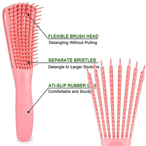 Detangling Brush for Black Natural Hair,Hair Detangler Brush for African American 3a/4b/4c Kinky Wavy,Curly,Coily,Thick Hair, Wet n Dry,Improve Hair Texture-Easy Clean (Pink with Big Handle)