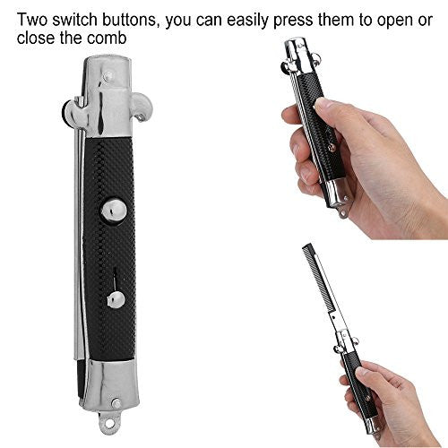 Hair Comb, Spring Pocket Oil Hair Comb Folding Looking Automatic Push Button Brush