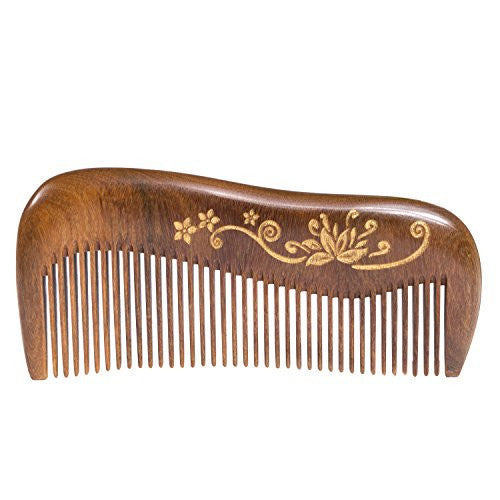 Breezelike Wooden Hair Comb - Fine Tooth Wood Comb for Women - No Static Natural Detangling Sandalwood Comb