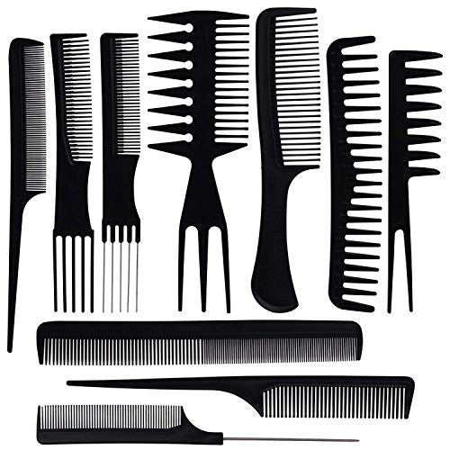 10Pcs Professional Salon Hairdressing Styling Tool Multifunction Pro Barbers Brush Combs Hair Cutting Comb Sets Kit Hair Massage for Women Men Kids