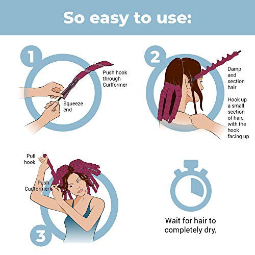 Curlformers Hair Curlers Deluxe Range Spiral Curls Glam Up Kit, 20 No Heat hair curlers and 1 Styling Hook for Extra Long hair up to 22" (55cm) long