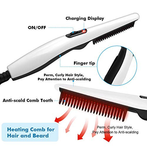 Brosse à lisser la barbe – SubClap, peigne électrique pour lisser les cheveux bouclés, peigne chauffant pour cheveux et moustache pour hommes et femmes