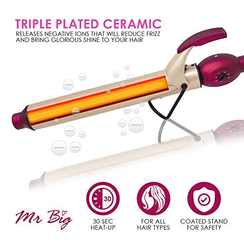 Mr Big Curling Iron, Extra Long Ceramic - The Best Curling Iron for Long Hair, 0.75" Diameter, 9.5" Barrel - The Longest on the Market