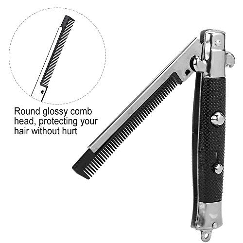 Hair Comb, Spring Pocket Oil Hair Comb Folding Looking Automatic Push Button Brush