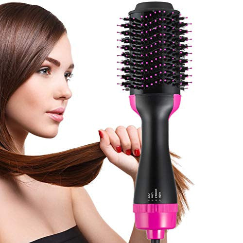 Hot Air Hair Brushes Hair Dryer & Volumizer 3-in-1 Negative Ion Hair Straightener Hair Curler Hair Styler Hot Air Brush Styler and Dryer Straightening Brush Hot Air Brush Curlers (2)