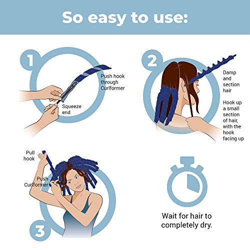 Curlformers Hair Curlers Deluxe Range Corkscrew Curls Styling Kit, 40 No Heat Hair Curlers and 2 Styling Hooks for hair up to 14" (35cm) long