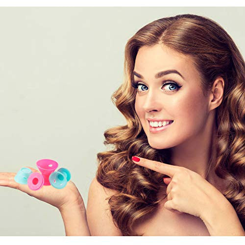 Mudder 112 Pieces Hair Silicone Curler Rollers Blue and Pink Hair Curlers Rollers Silicone Set Including 56 Pieces Large Size and 56 Pieces Small Size, with a Transparent Zipper Bag