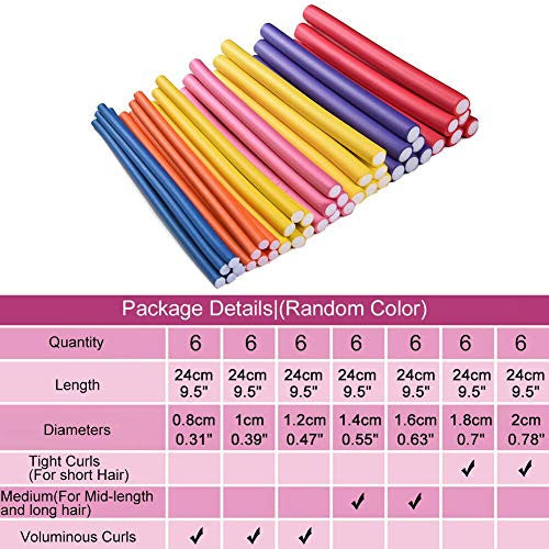 Curling Rods Foam Flexible Curling Rods- Hair Curlers Rollers for Short, Medium and Long Hair Diamerter 0.8cm(4pack)