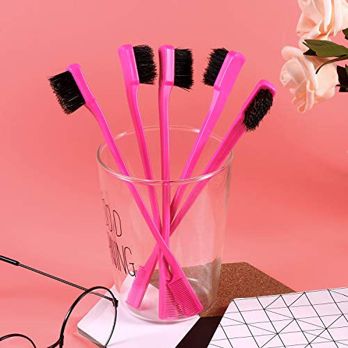 BBTO 10 Pieces Hair Edges Brushes 2 In 1 Edge Control Brushes Comb Double Sided Edge Brushes (Rose)