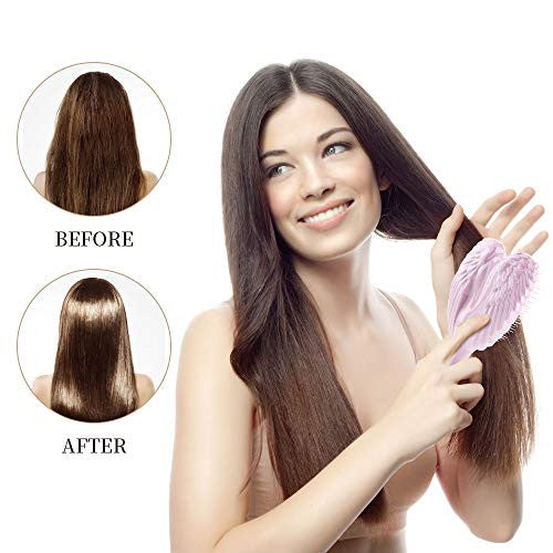 Tangle Angel Cute Hair Brush for Thick Curly Thin Long Short Wet or Dry Hair,Detangler Brush, Detangling Massage Brush for Adults & Kids Hair(187mm, Gloss pink)