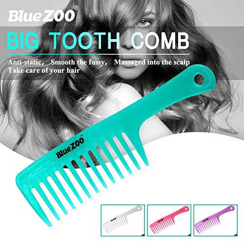 BlueZOO 4 Pieces 9.5 Inches Anti-static Large Tooth Detangle Comb Wide Tooth Hair Comb Salon Shampoo Comb for Thick Hair Long Hair and Curly Hair