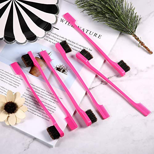 BBTO 10 Pieces Hair Edges Brushes 2 In 1 Edge Control Brushes Comb Double Sided Edge Brushes (Rose)