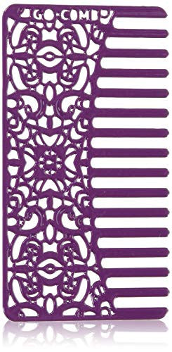 Go Comb - Wallet Size Wide Tooth Hair Comb and Pick for Women - Small Metal Travel Brush and Purse Comb - Orchid Lace