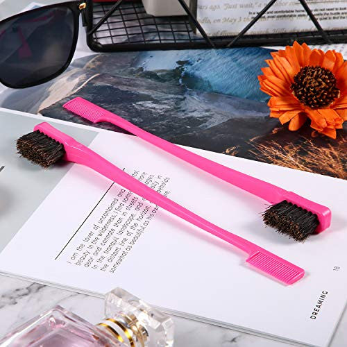 BBTO 10 Pieces Hair Edges Brushes 2 In 1 Edge Control Brushes Comb Double Sided Edge Brushes (Rose)