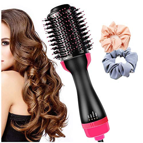 Kuke Hair Dryer Brush, 4 in 1 Hot Air Brush, One Step Hair Dryer & Volumizer with Two Hair Ties Salon Negative Ion Blow Dryer Brush Perfect for Hair, Curling, Styling and Drying All Hair Types