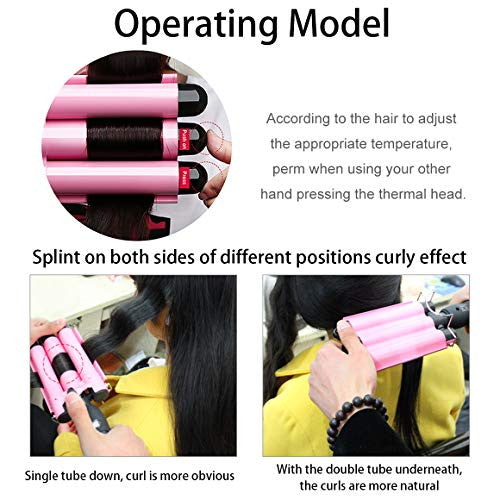 Triple Barrel Curling Iron 3 Barrel Pink Crimper Wave Iron Beach Waver Hot Iron Hair Waver Iron Hair Crimper Iron 25mm Deep Waver Wand