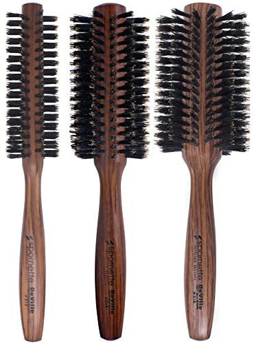 Spornette DeVille Boar Bristle Round Brush Set - Professional Round Hair Brushes Includes 1.5 inch Round Brush #312, 2 inch Round Brush #314, 2.5 inch Round Brush #316 - For Women, Men, Kids