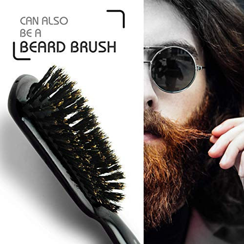 Boar Bristle Hair Brush Narrow - Black Wooden Paddle - Hair Accessories for All Hair Types