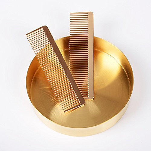 Grtdrm Portable Metal Comb, Minimalist Pocket Golden Hair Comb for Women Men Unisex
