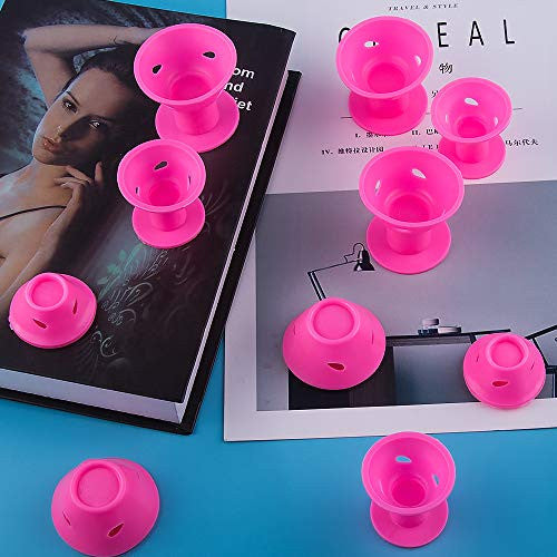 SIQUK 70 Pcs Silicone Hair Curlers Rollers Set Pink Hair Curlers including 35 Pcs Large Hair Rollers and 35 Pcs Small Magic DIY Hair Style Tools for Women and Girls(Bonus: 1 Pc Transparent Zipper Bag)