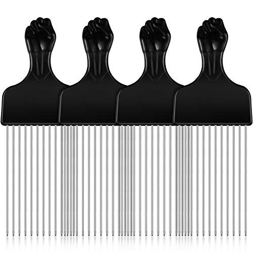 Peigne Afro large en métal, 4 pièces, peigne démêlant pour perruque tressée, peigne de coiffure pour femmes et hommes, outils de coiffure