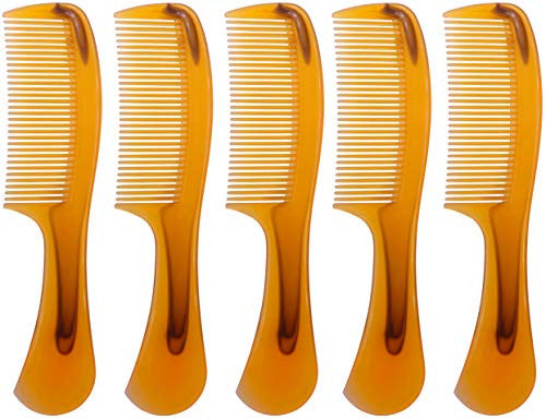 LBY 5-Pack 16 cm(6.3'') Hair Combs, Round Handle Comb Hair Care Comb,Round Comb,Care Handgrip Comb-Best Styling Comb for Long Hair,Plastic Yellow