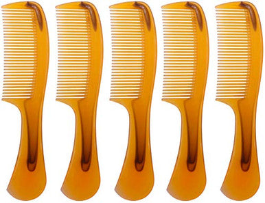 LBY 5-Pack 16 cm(6.3'') Hair Combs, Round Handle Comb Hair Care Comb,Round Comb,Care Handgrip Comb-Best Styling Comb for Long Hair,Plastic Yellow