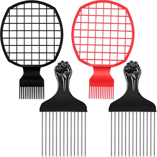 2 Pieces Afro Twist Comb and 2 Pieces Hair Pick Comb Afro Pick Comb Hair Styling Comb Set for Home Salon Hair Styling Supplies