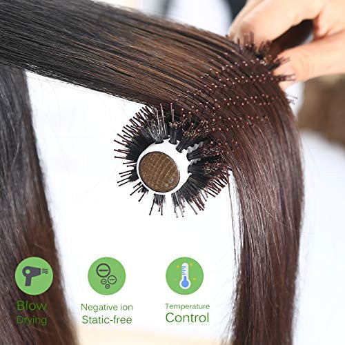 BESTOOL Hair Brush-Boar Bristle Round Brush for Blow Drying, Ceramic Ion Styling Brush for Women & Mens Curling, Straightening & Detangling, To Set Frizz & Damage Hair, Add Shine & Volume (Barrel 1'')