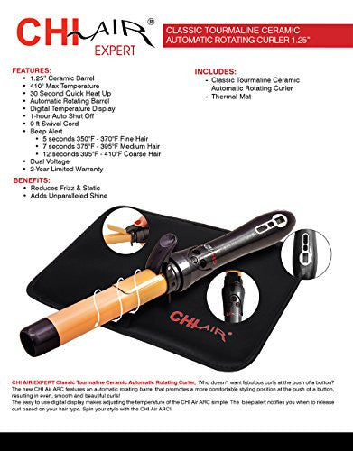 CHI ARC Tourmaline Ceramic Automatic Rotating Curler 1.25 Canada Beauty Supply