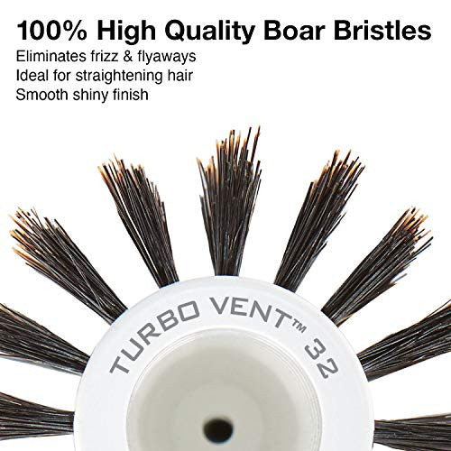 Olivia Garden Ceramic + Ion Turbo Vent Boar Round Hair Brush, 3 1/4"