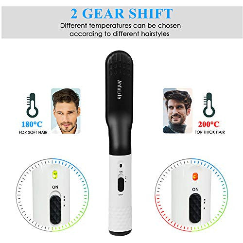 Hair/Beard Straightener Brush, AhfuLife Electrical Hair Styler Comb With Anti-scald Ceramic Ion, Quick Heating for Hair Styling & Beard Grooming for Men