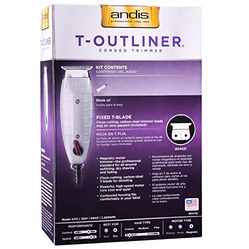 Andis Professional T-Outliner Beard/Hair Trimmer with T-Blade, Gray, Model GTO (04710) Bundled with a KEPSE Neck Duster