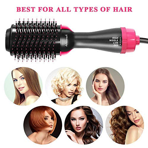 Kuke Hair Dryer Brush, 4 in 1 Hot Air Brush, One Step Hair Dryer & Volumizer with Two Hair Ties Salon Negative Ion Blow Dryer Brush Perfect for Hair, Curling, Styling and Drying All Hair Types