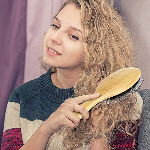 Ensemble de brosses à cheveux BOMEIYI, brosses à cheveux démêlantes en nylon, brosse à cheveux en bois de bambou pour femmes, hommes et enfants pour cheveux bouclés, brosse lissante pour cheveux fins et brillants