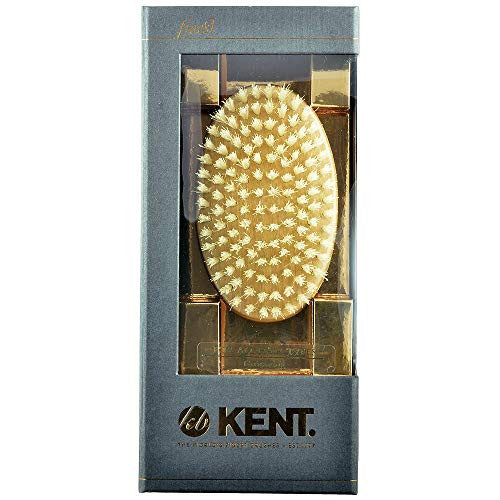 Kent MC4 5" Gentleman's Cherrywood Travel Size Oval Military Men Hairbrush. Pure White 1/2" Bristle+ Kent LPC2 Hair Brush Cleaner. Best Hair Care Kit for Men, 360 Wave Brush (MC4+LPC2)