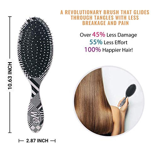 Wet Brush Hair Brush Original Detangler  - Diagonal Checkers - Exclusive Ultra-soft IntelliFlex Bristles - Protects Against Split Ends and Breakage - For Women, Men, Wet And Dry Hair
