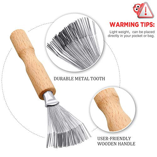 4 Packs Comb Cleaner Hair Brush Cleaning Tool Hair Brushes Cleaner Tool Hair Brush Cleaner Comb Mini Hair Dirt Remover Brush with Metal Wire Rake Wooden Handle for Home and Salon Use