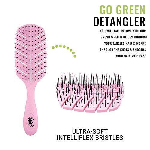 Wet Brush Go Green Brosse à cheveux démêlante avec poils doux IntelliFlex, démêlante pour tous les types de cheveux – (rose pâle)