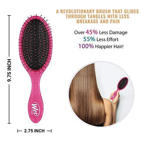 Wet Brush Hair Brush Rock N Roll Original Detangler Heat Resistant Bristles, Pink Glitter
